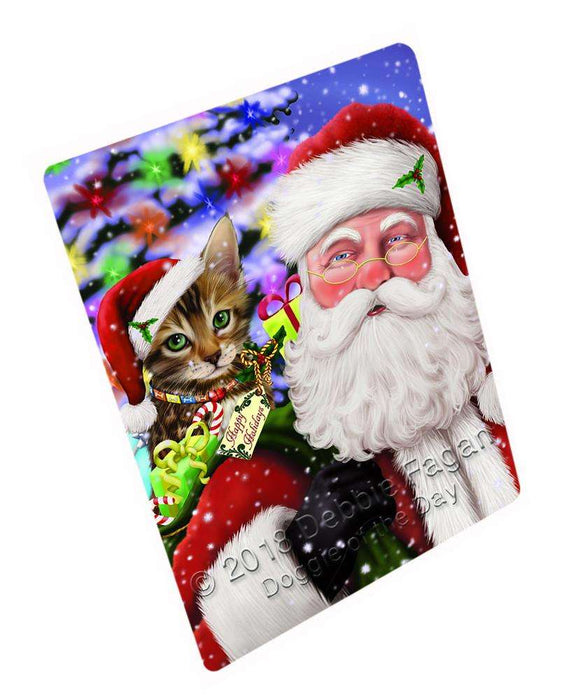 Santa Carrying Bengal Cat and Christmas Presents Blanket BLNKT100380