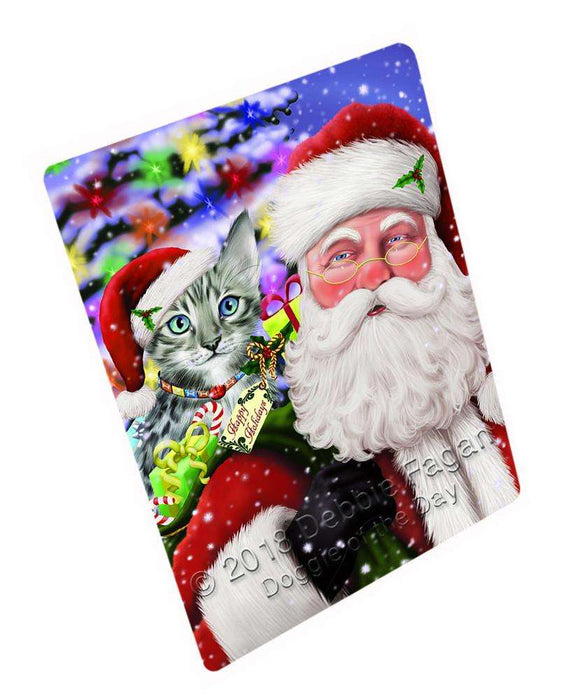 Santa Carrying Bengal Cat and Christmas Presents Blanket BLNKT100398
