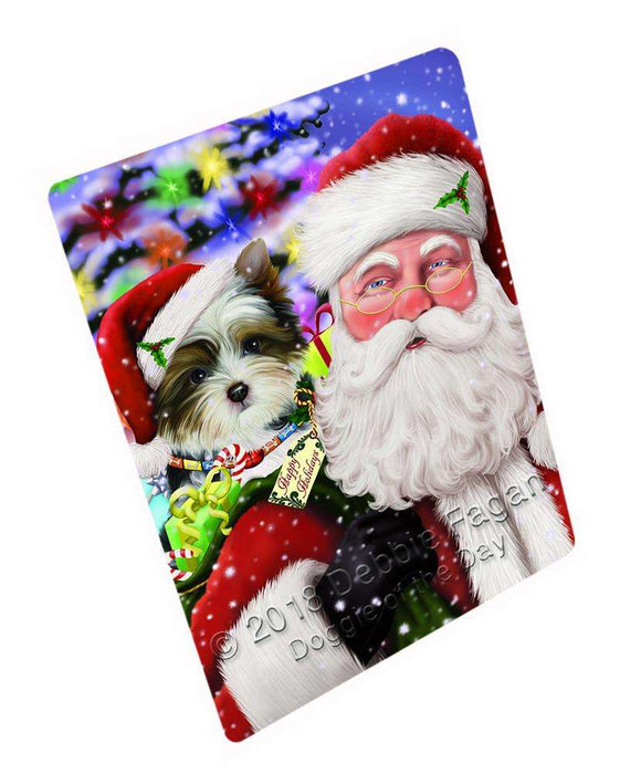Santa Carrying Biewer Terrier Dog and Christmas Presents Cutting Board C65466