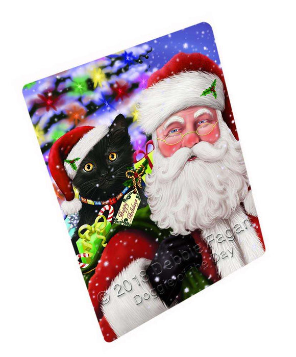 Santa Carrying Black Cat and Christmas Presents Cutting Board C65469