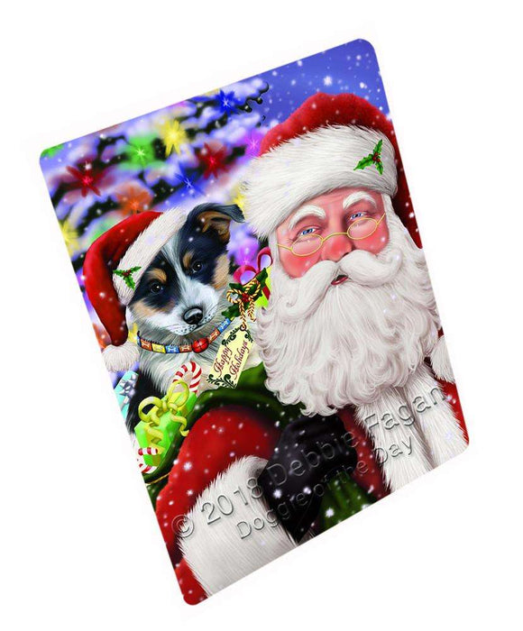 Santa Carrying Blue Heeler Dog and Christmas Presents Cutting Board C65472