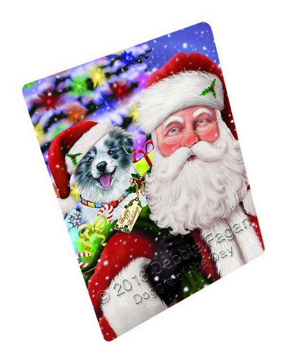 Santa Carrying Border Collie Dog and Christmas Presents Blanket BLNKT103008