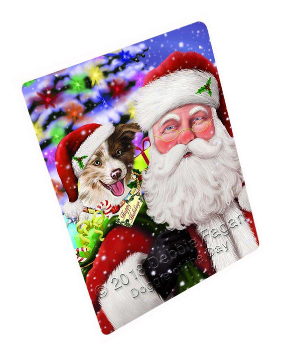 Santa Carrying Border Collie Dog and Christmas Presents Cutting Board C66327