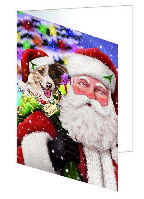 Santa Carrying Border Collie Dog and Christmas Presents Handmade Artwork Assorted Pets Greeting Cards and Note Cards with Envelopes for All Occasions and Holiday Seasons GCD65912