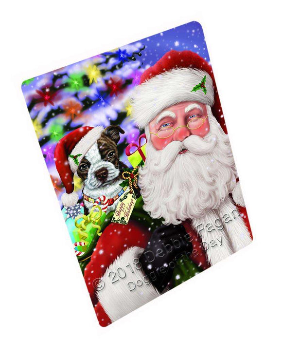 Santa Carrying Boston Terrier Dog and Christmas Presents Cutting Board C66336