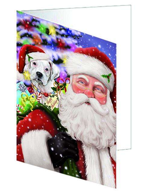 Santa Carrying Boxer Dog and Christmas Presents Handmade Artwork Assorted Pets Greeting Cards and Note Cards with Envelopes for All Occasions and Holiday Seasons GCD65927