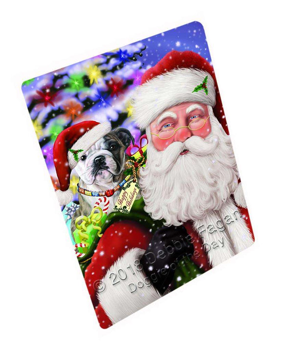 Santa Carrying Bulldog and Christmas Presents Blanket BLNKT103053