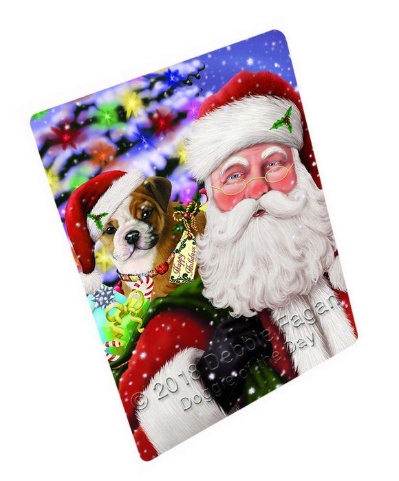 Santa Carrying Bulldog and Christmas Presents Blanket BLNKT103062