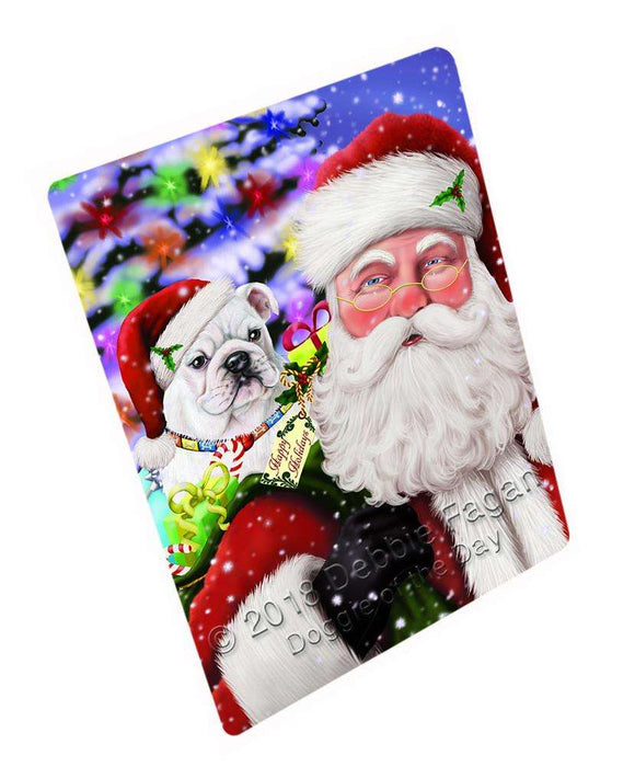 Santa Carrying Bulldog and Christmas Presents Blanket BLNKT103071