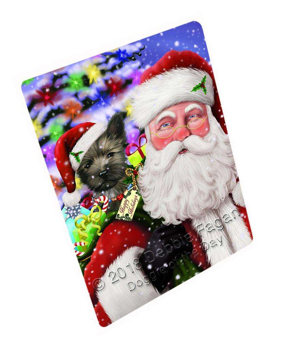 Santa Carrying Cairn Terrier Dog and Christmas Presents Cutting Board C66360