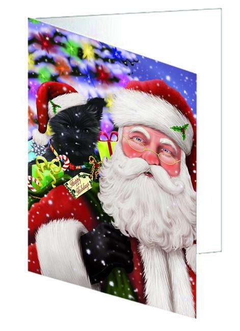 Santa Carrying Cairn Terrier Dog and Christmas Presents Handmade Artwork Assorted Pets Greeting Cards and Note Cards with Envelopes for All Occasions and Holiday Seasons GCD65942