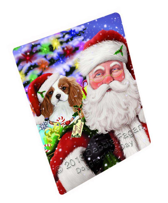 Santa Carrying Cavalier King Charles Spaniel Dog and Christmas Presents Cutting Board C66363
