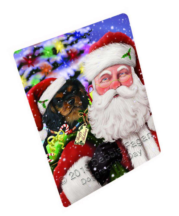 Santa Carrying Cavalier King Charles Spaniel Dog and Christmas Presents Cutting Board C66366