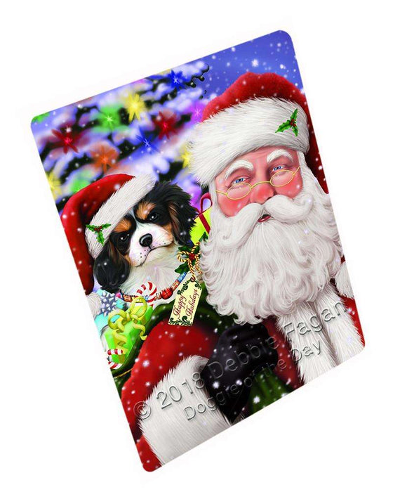 Santa Carrying Cavalier King Charles Spaniel Dog and Christmas Presents Cutting Board C66369