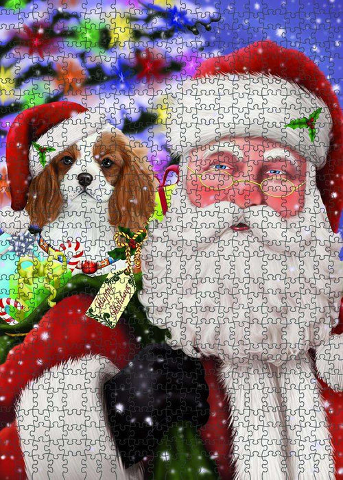 Santa Carrying Cavalier King Charles Spaniel Dog and Christmas Presents Puzzle  PUZL83048