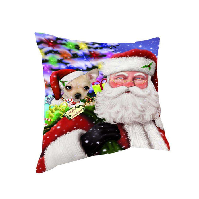 Santa Carrying Chihuahua Dog and Christmas Presents Pillow PIL72540