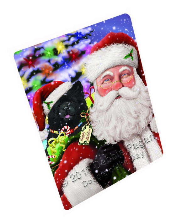Santa Carrying Chow Chow Dog and Christmas Presents Cutting Board C66387