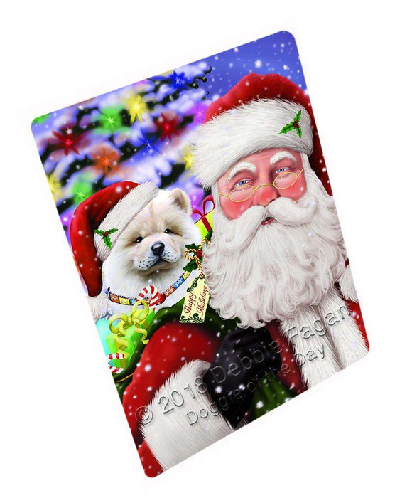 Santa Carrying Chow Chow Dog and Christmas Presents Cutting Board C66393