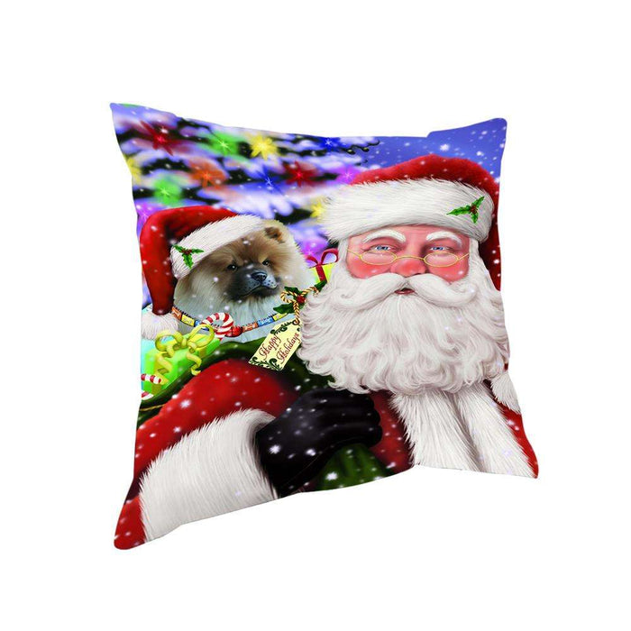 Santa Carrying Chow Chow Dog and Christmas Presents Pillow PIL72552