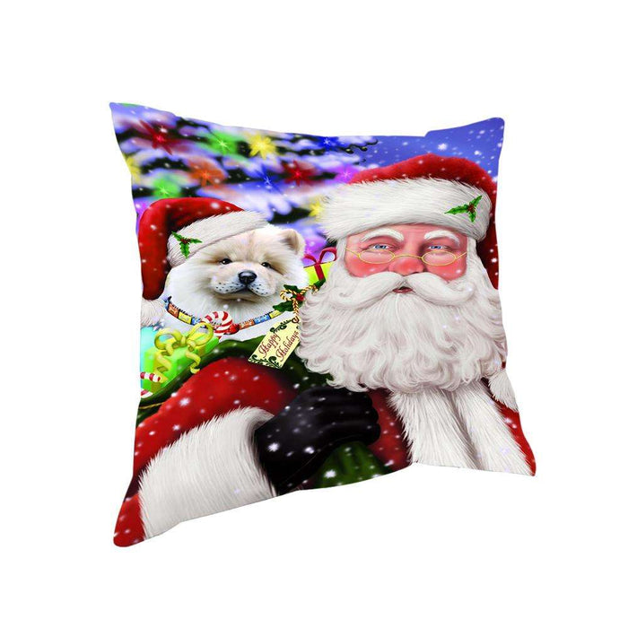 Santa Carrying Chow Chow Dog and Christmas Presents Pillow PIL72556