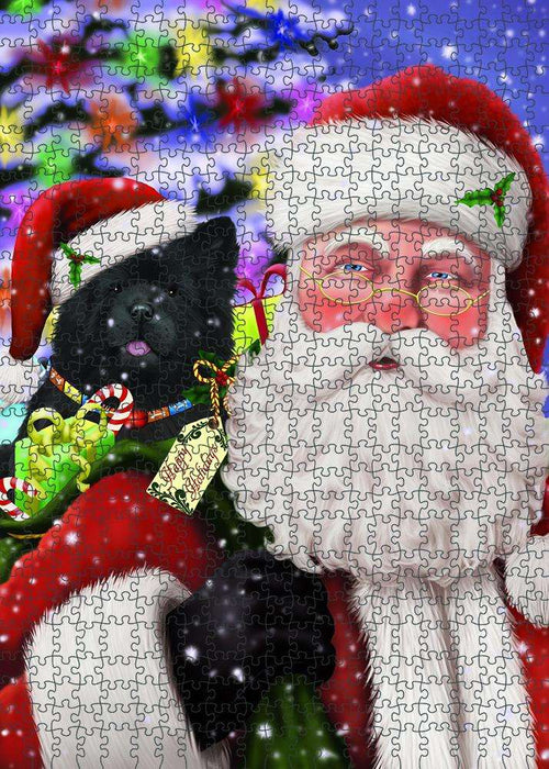 Santa Carrying Chow Chow Dog and Christmas Presents Puzzle with Photo Tin PUZL83080