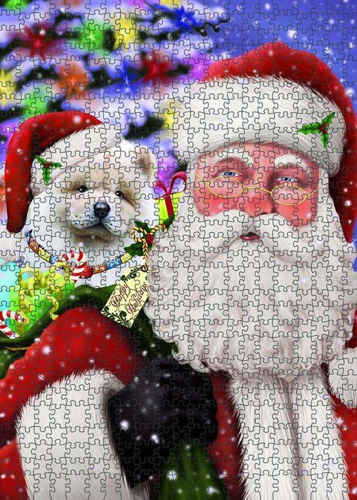 Santa Carrying Chow Chow Dog and Christmas Presents Puzzle  PUZL83088