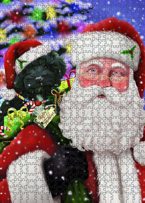 Santa Carrying Cockapoo Dog and Christmas Presents Puzzle with Photo Tin PUZL81876