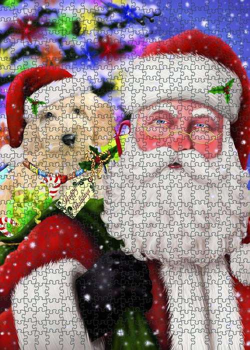 Santa Carrying Cockapoo Dog and Christmas Presents Puzzle with Photo Tin PUZL81880