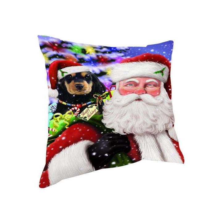 Santa Carrying Cocker Spaniel Dog and Christmas Presents Pillow PIL71364