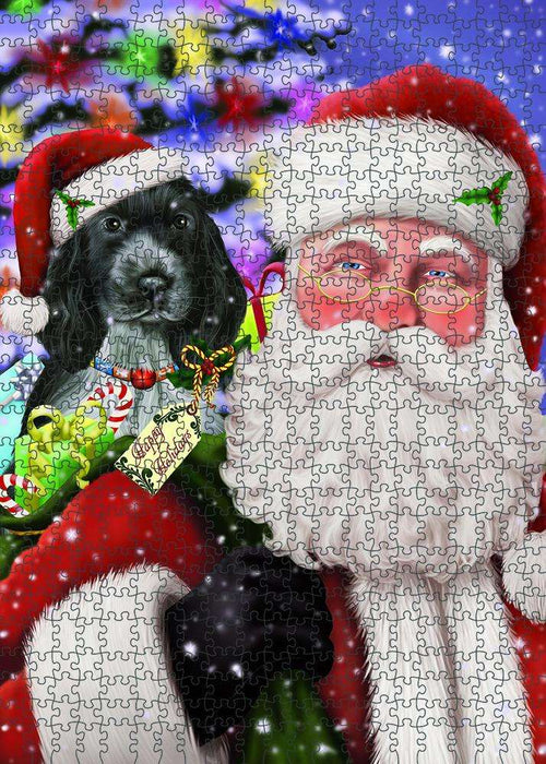 Santa Carrying Cocker Spaniel Dog and Christmas Presents Puzzle with Photo Tin PUZL81900