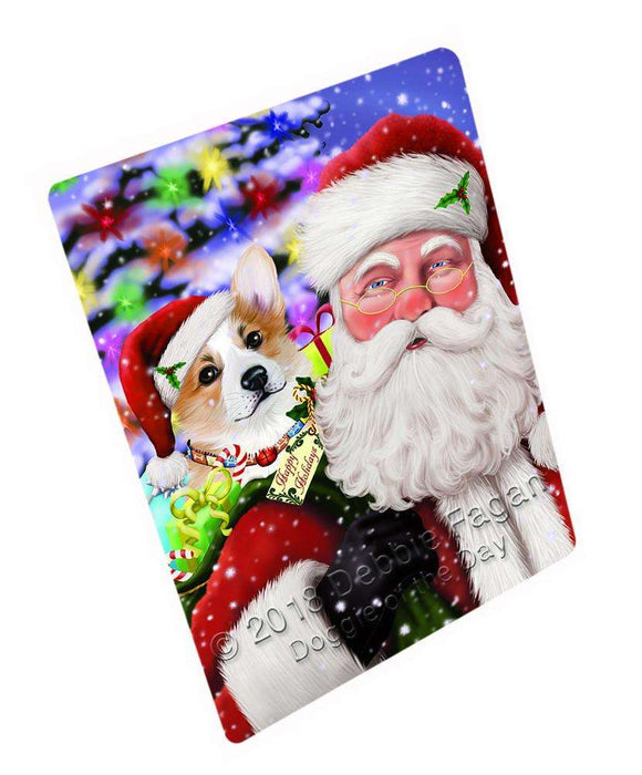 Santa Carrying Corgi Dog and Christmas Presents Cutting Board C66399