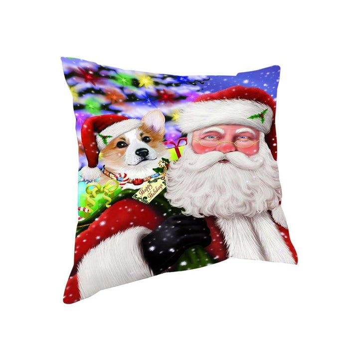 Santa Carrying Corgi Dog and Christmas Presents Pillow PIL72564