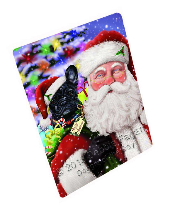 Santa Carrying French Bulldog and Christmas Presents Blanket BLNKT103224