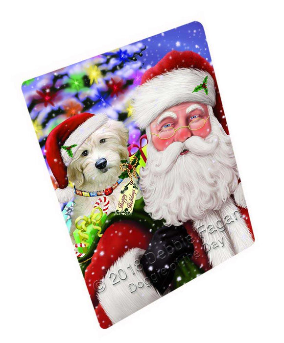 Santa Carrying Goldendoodle Dog and Christmas Presents Blanket BLNKT100542
