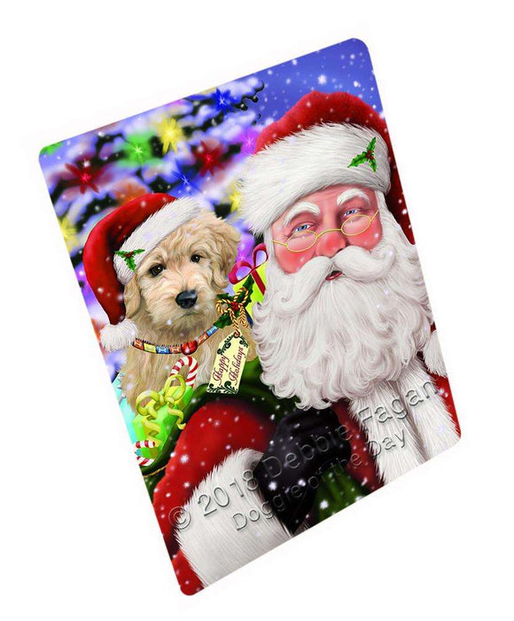 Santa Carrying Goldendoodle Dog and Christmas Presents Cutting Board C65505