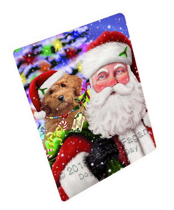 Santa Carrying Goldendoodle Dog and Christmas Presents Cutting Board C65508