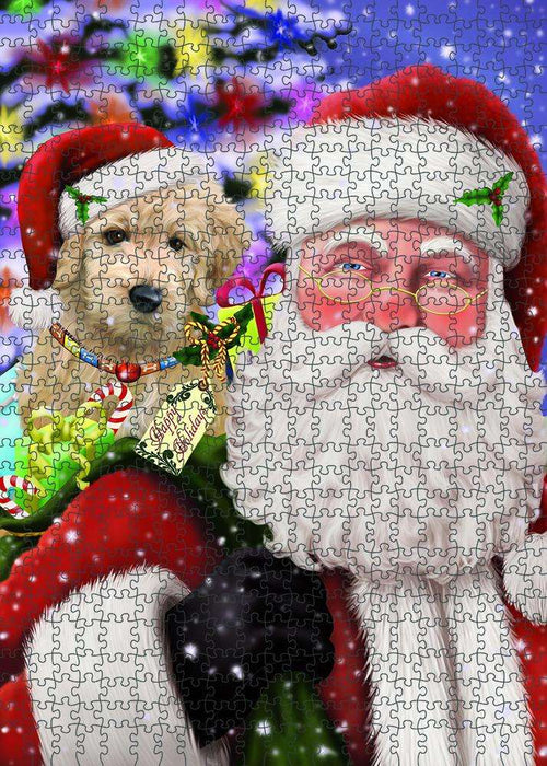 Santa Carrying Goldendoodle Dog and Christmas Presents Puzzle  PUZL81904