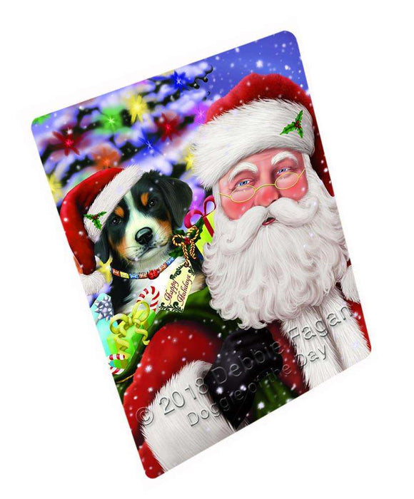 Santa Carrying Greater Swiss Mountain Dog and Christmas Presents Cutting Board C65517