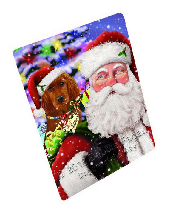 Santa Carrying Irish Setter Dog and Christmas Presents Blanket BLNKT100569