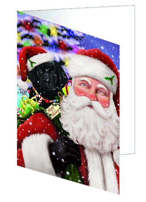 Santa Carrying Labrador Retriever Dog and Christmas Presents Handmade Artwork Assorted Pets Greeting Cards and Note Cards with Envelopes for All Occasions and Holiday Seasons GCD66017