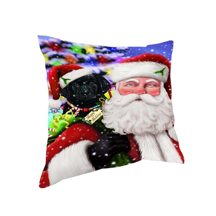 Santa Carrying Labrador Retriever Dog and Christmas Presents Pillow PIL72608