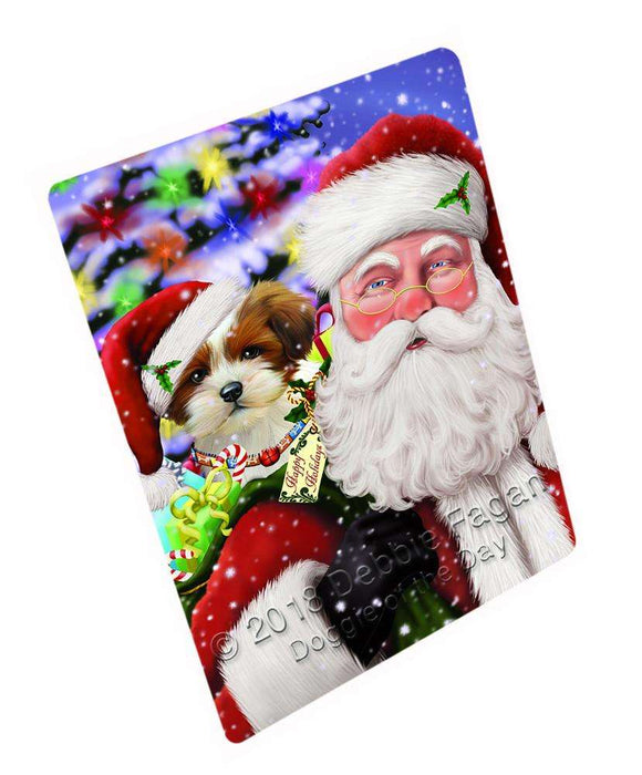 Santa Carrying Lhasa Apso Dog and Christmas Presents Blanket BLNKT103314