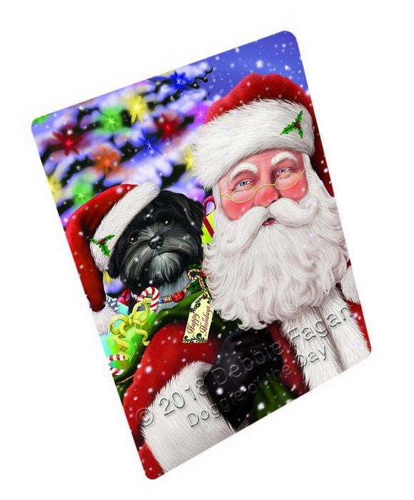Santa Carrying Lhasa Apso Dog and Christmas Presents Blanket BLNKT103323