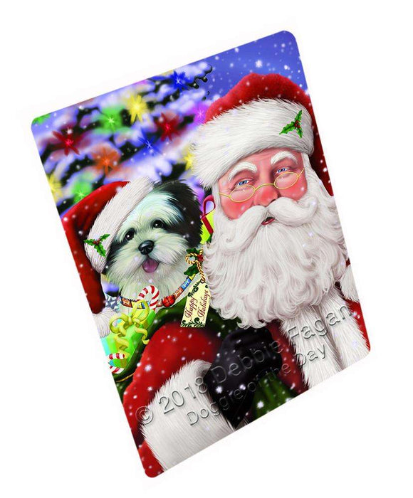 Santa Carrying Lhasa Apso Dog and Christmas Presents Cutting Board C66441