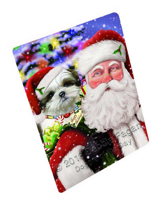 Santa Carrying Malti Tzu Dog and Christmas Presents Blanket BLNKT100623