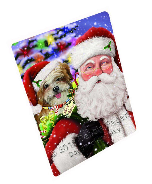 Santa Carrying Malti Tzu Dog and Christmas Presents Blanket BLNKT100632