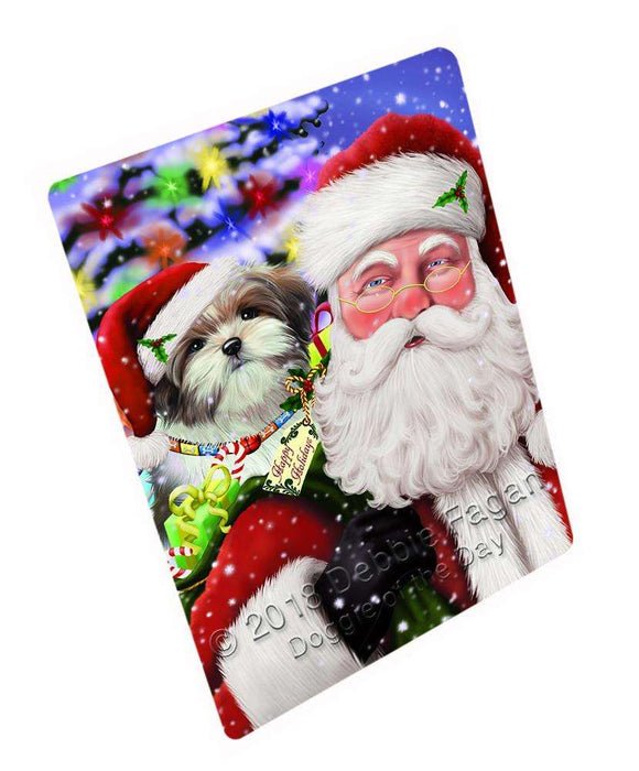 Santa Carrying Malti Tzu Dog and Christmas Presents Blanket BLNKT100641