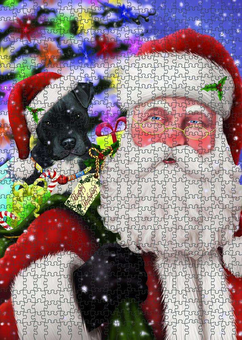 Santa Carrying Pit Bull Dog and Christmas Presents Puzzle  PUZL83164