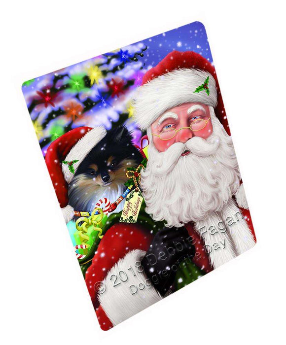 Santa Carrying Pomeranian Dog and Christmas Presents Blanket BLNKT103377