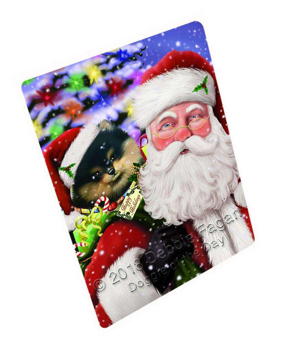 Santa Carrying Pomeranian Dog and Christmas Presents Blanket BLNKT103395